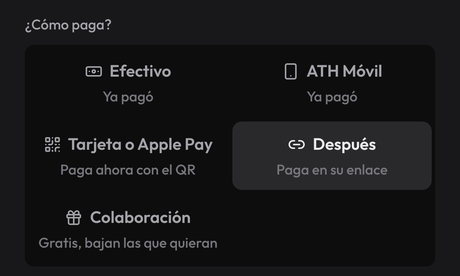 Efectivo, ATH Móvil o tarjeta con el QR